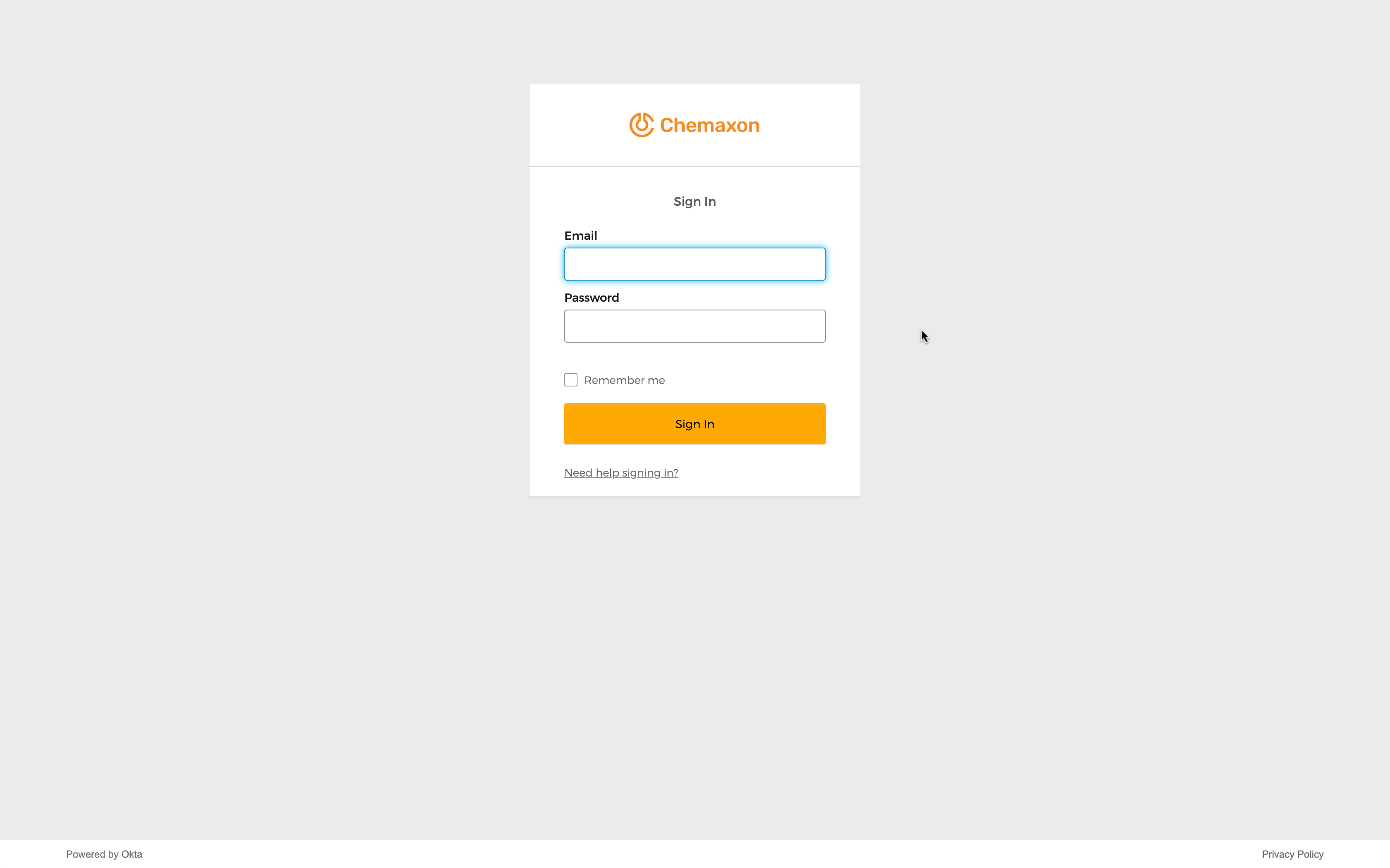 Okta login form