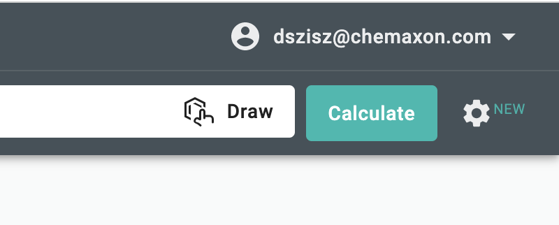 Chemicalize profile menu top