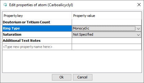 Edit properties of atom dialog