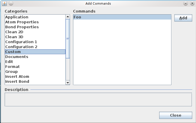 Add commands dialog