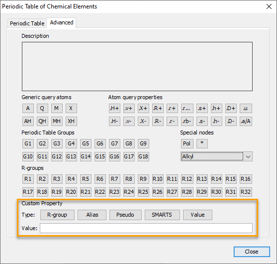 Custom properties on the advanced tab